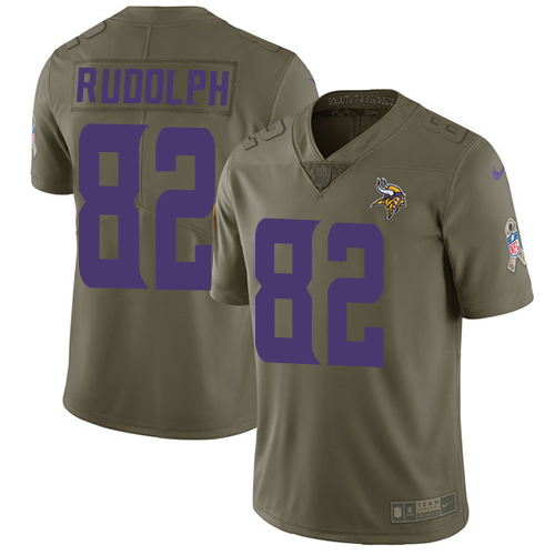 Nike Vikings #82 Kyle Rudolph Olive Youth Stitched NFL Limited Salute to Service Jersey - Click Image to Close